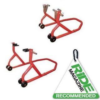 Biketek Front/Rear Wheel Red Paddock Stand Set